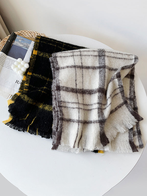 Plaid Tasseled Shawl&Scarf