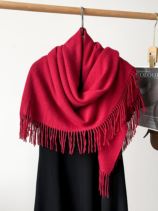 Solid Color Tasseled Shawl&Scarf