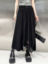 High Waisted Irregularity Asymmetric Drawstring Elasticity See-Through Solid Color Split-Joint Skirts