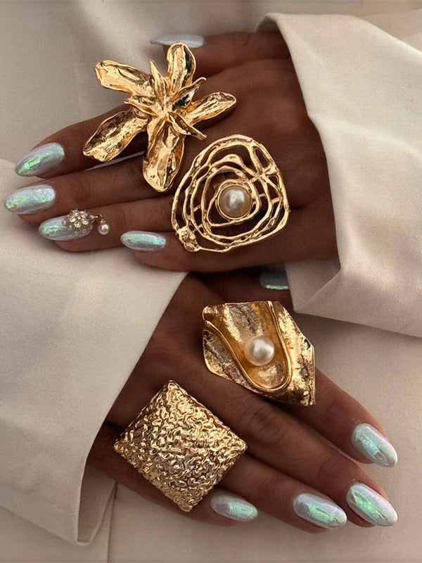 Flower Shape Geometric Rings Accessories