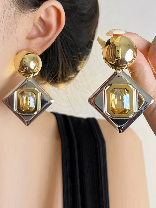 Contrast Color Geometric Drop Earrings