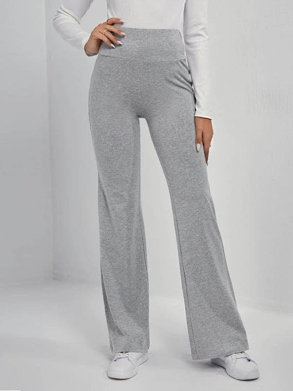 High Waisted Solid Color Pants Trousers