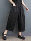 Harem Pants High Waisted Elasticity Jacquard Pockets Solid Color Ninth Pants Trousers