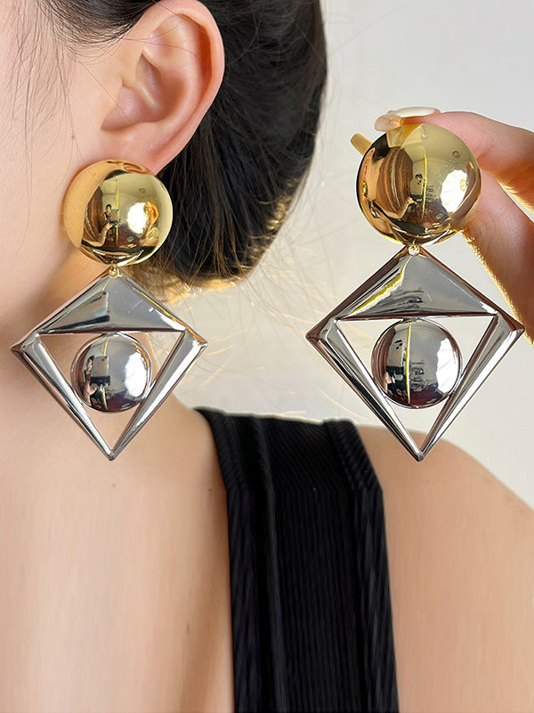 Contrast Color Geometric Drop Earrings