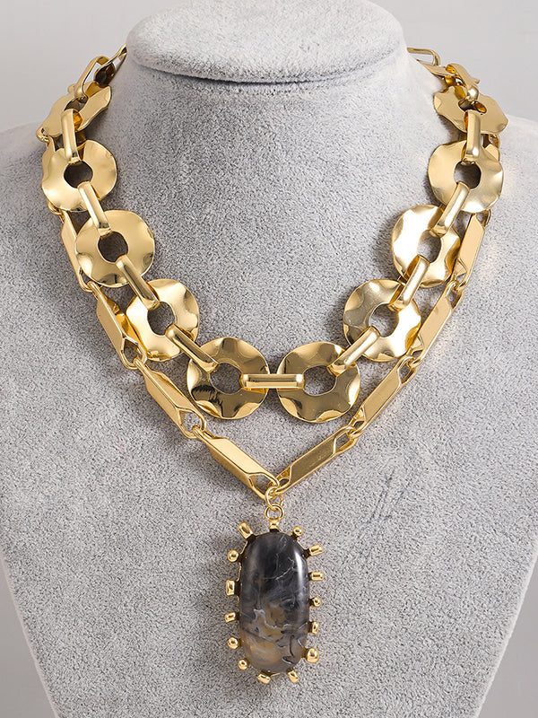 Chains Geometric Layered Necklaces Accessories