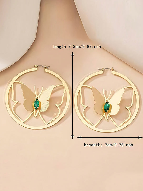 Butterfly Shape Geometric Rhine Stones Drop Earrings