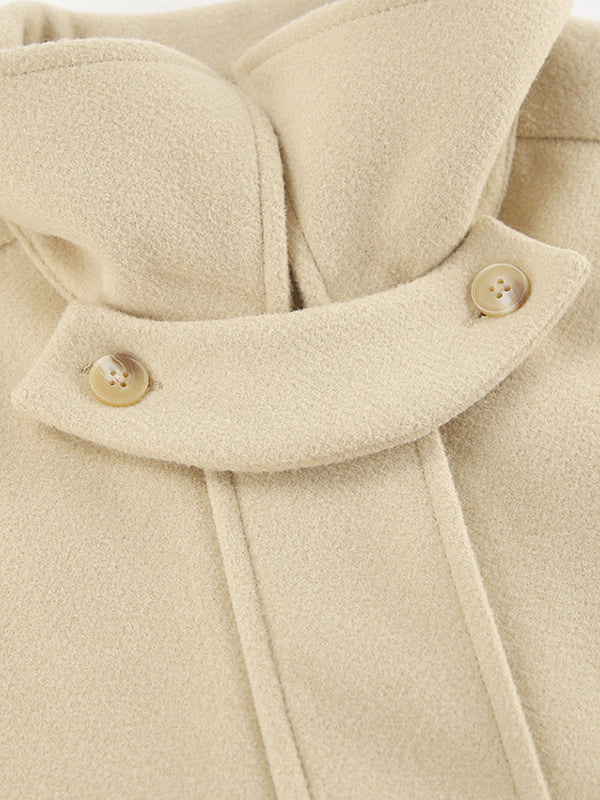 Long Sleeves Loose Buttoned Elasticity Solid Color Zipper Lapel Jackets Outerwear