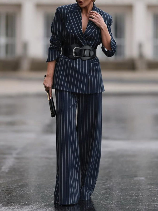 Loose Printed Striped Suit Pants Trousers