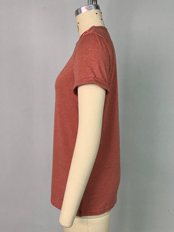 Short Sleeves Solid Color Round-Neck T-Shirts Tops