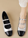 Belt Buckle Round-Toe Split-Joint Flat Shoes Mary Janes