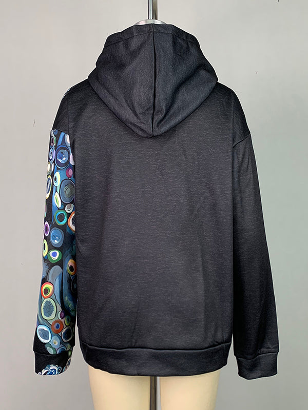 Long Sleeves Printed Hooded Hoodies Tops