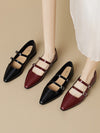 Belt Buckle Pointed-Toe Split-Joint Flat Shoes Mary Janes