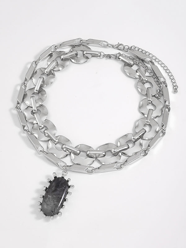 Chains Geometric Layered Necklaces Accessories