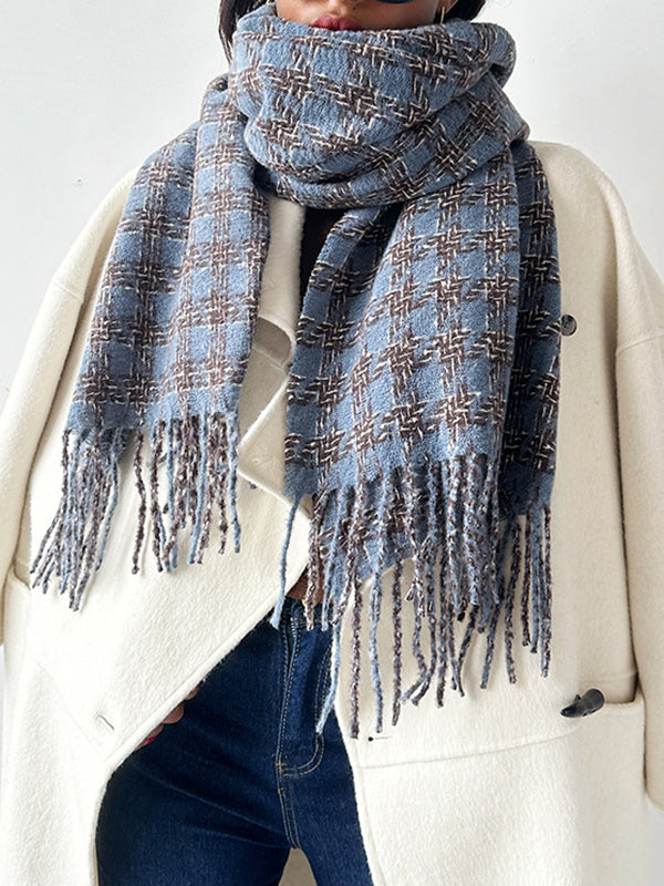 Plaid Tasseled Shawl&Scarf