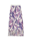 High Waisted H-Line Pleated Printed Split-Joint Tasseled Skirts