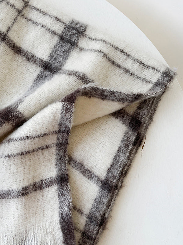 Plaid Tasseled Shawl&Scarf