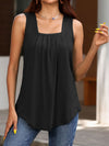 Loose Sleeveless Pleated Solid Color Split-Joint Vest Top