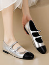 Belt Buckle Round-Toe Split-Joint Flat Shoes Mary Janes