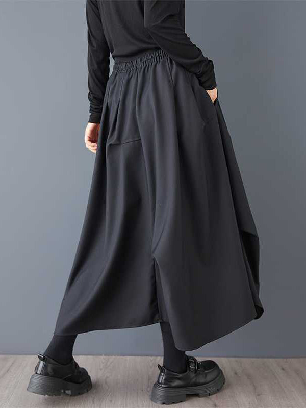 A-Line High Waisted Elasticity Pleated Solid Color Skirts Bottoms