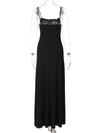 A-Line Skinny Solid Color Split-Joint Spaghetti-Neck Maxi Dresses