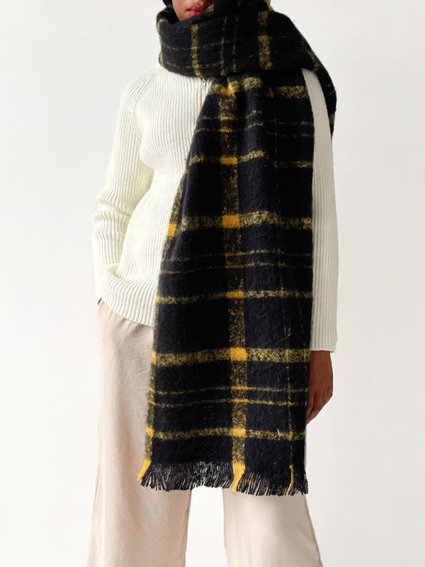 Plaid Tasseled Shawl&Scarf