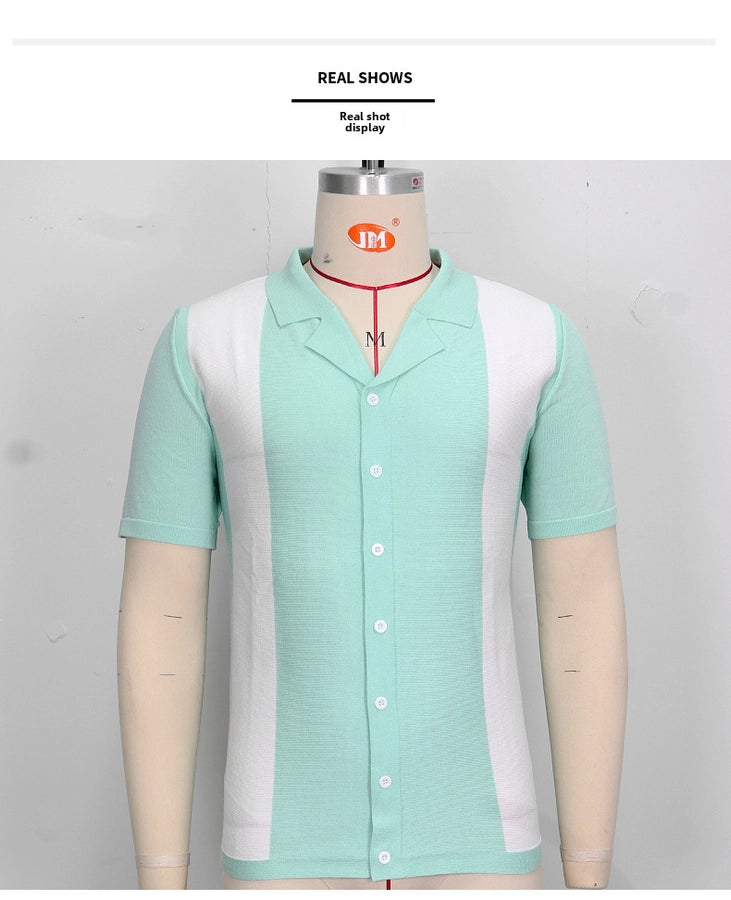 men's cardigan sweater men's sexy shirt lapel business casual woolen  shirt SY0164