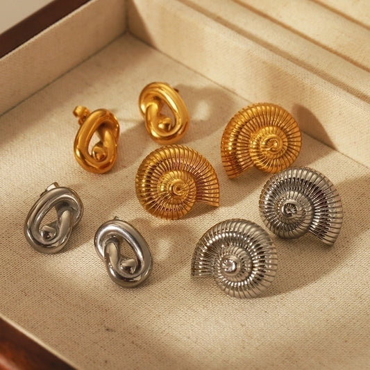 1 Pair Casual Vintage Style Knot Spiral 304 Stainless Steel 18K Gold Plated Ear Studs