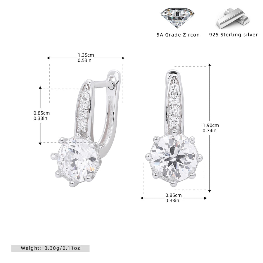 1 Pair 18K Gold Plated White Gold Plated Rhodium Plated 925 Sterling Silver Zircon 925 Sterling Silver Earrings Water Droplets Earrings