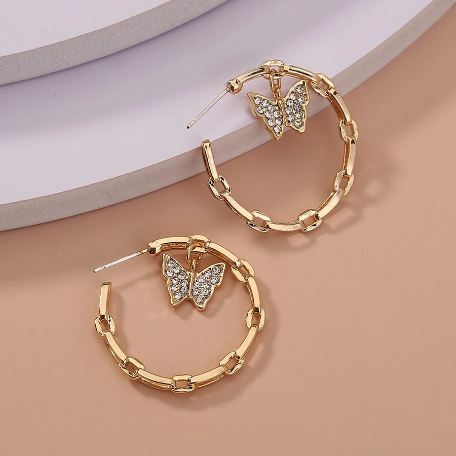 1 Pair Elegant Retro Butterfly Alloy Earrings