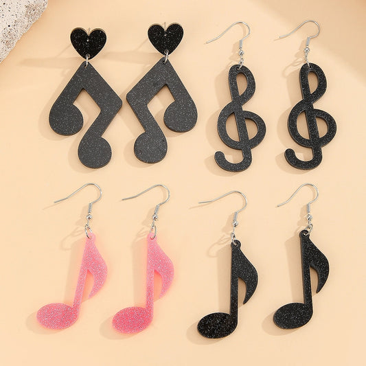 1 Pair Cute Exaggerated Notes Handmade Arylic Drop Earrings