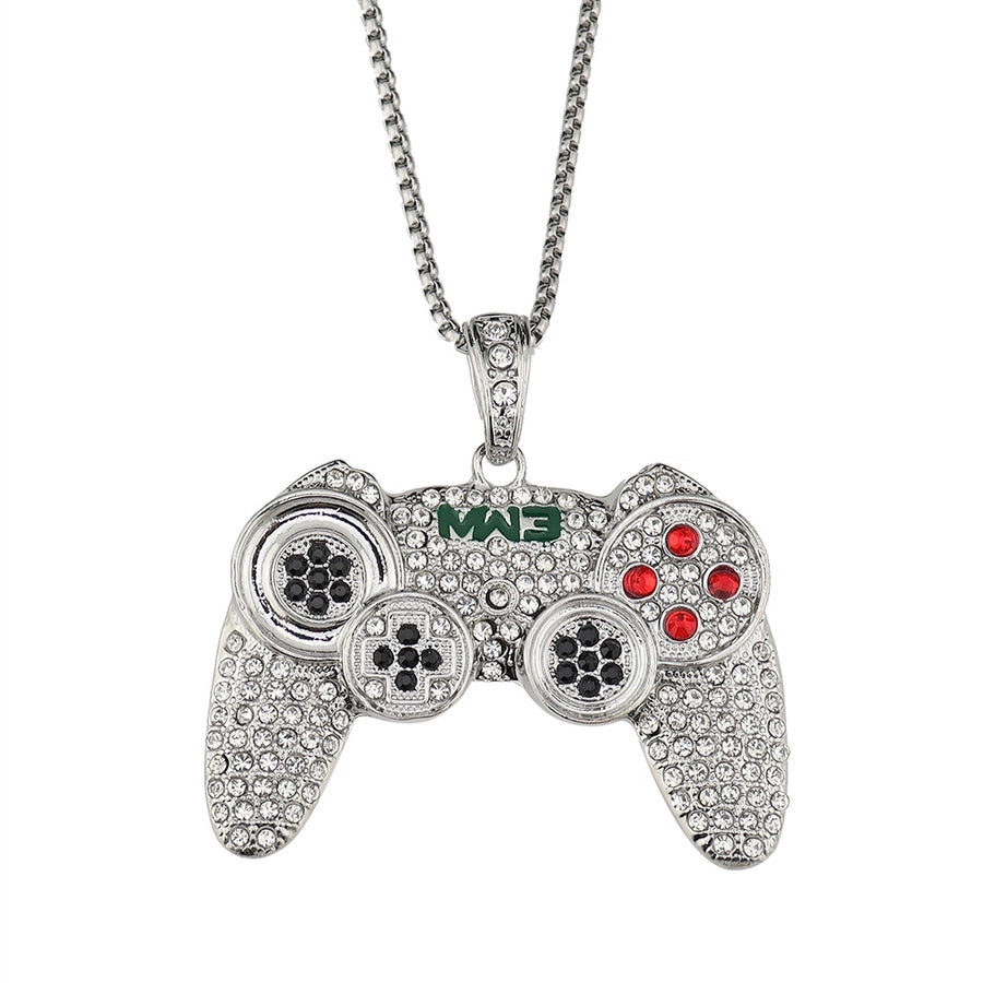 European and American Alloy Full Diamond Game Machine Handle Necklace Hip Hop Cool Men's Arcade Pendant Cross-Border One Piece Dropshipping