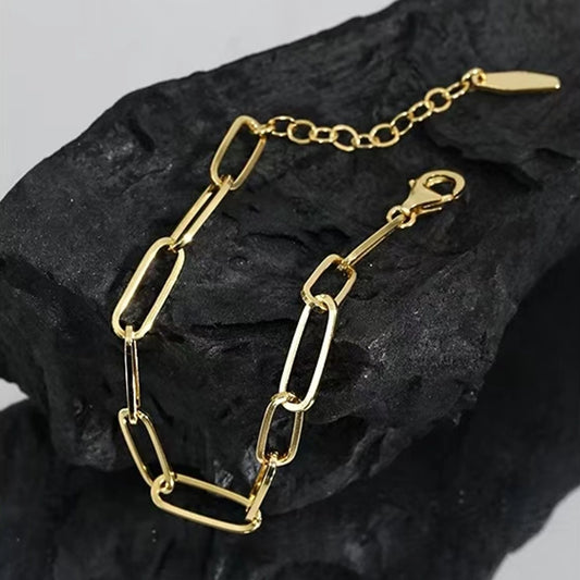 S925 Sterling Silver Geometric Chain Bracelet Fashion Simple Trend Unisex Style Bracelet