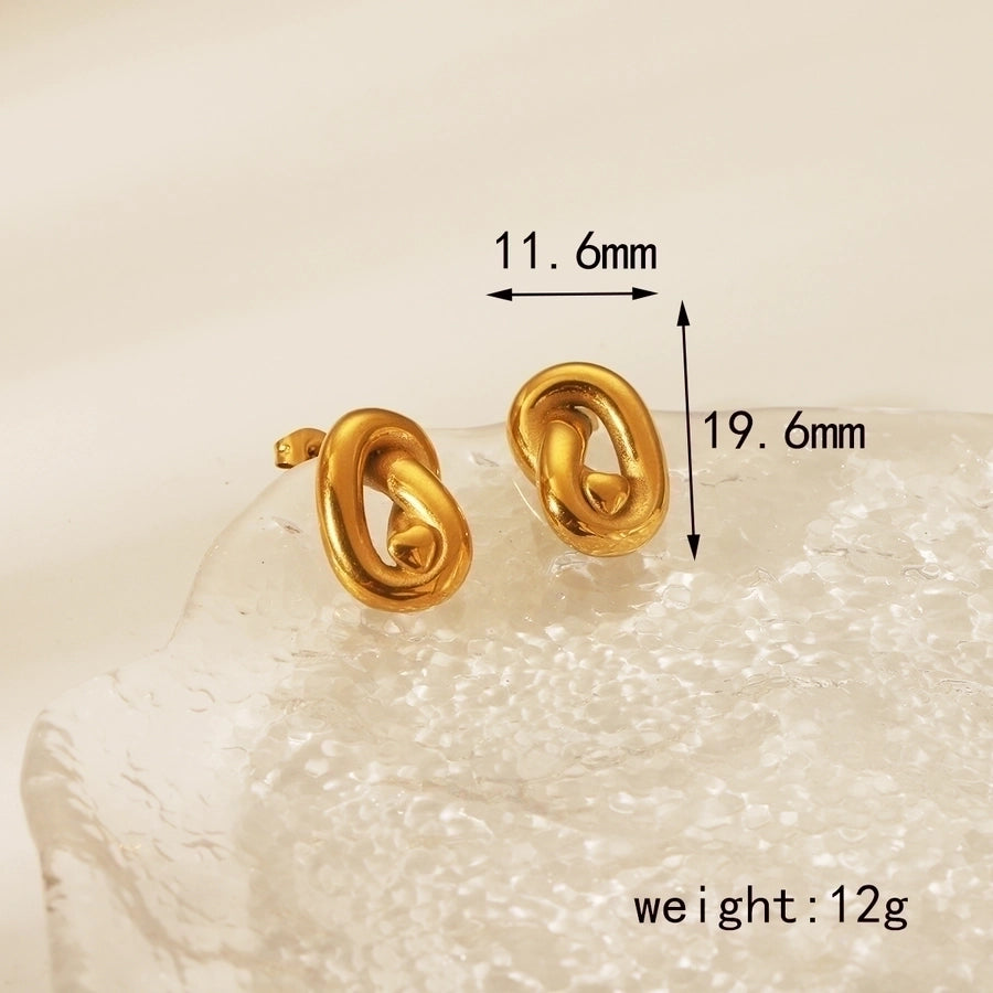 1 Pair Casual Vintage Style Knot Spiral 304 Stainless Steel 18K Gold Plated Ear Studs