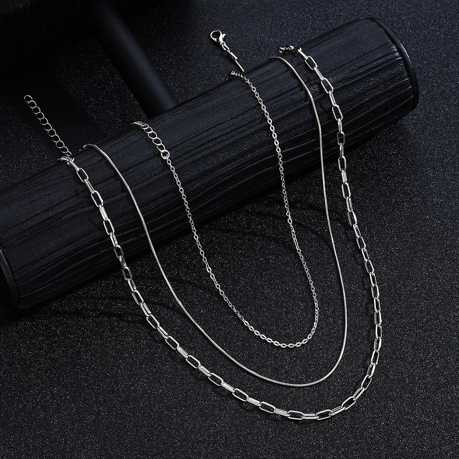 Simple Style Solid Color Alloy Paperclip Chain cable chain snake chain Layered Necklaces