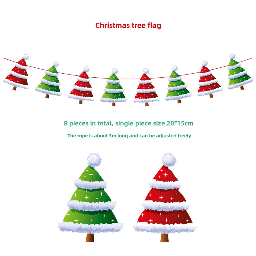 Christmas Paper Flag Christmas Window Hotel Scene Decoration Flag  Santa Claus Flag