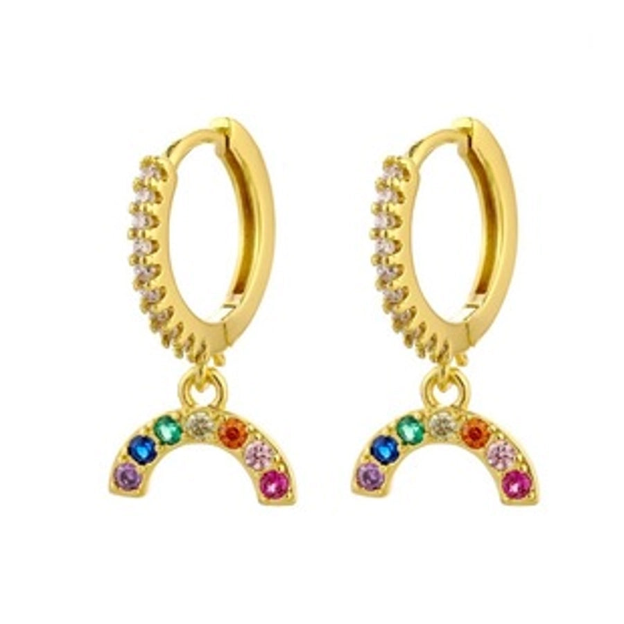 New s925 sterling silver earrings women's Korean-style diamond-embedded gold-plated   internet celebrity earrings simple ear buckle live broadcast