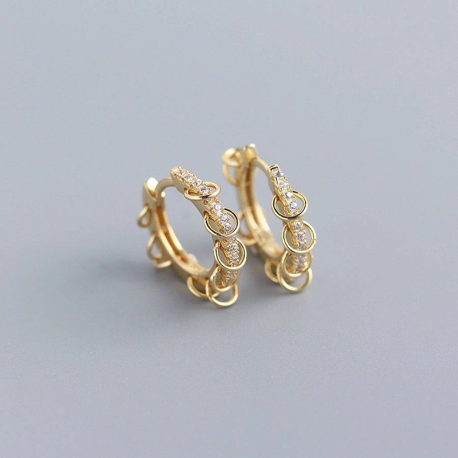 New s925 sterling silver earrings women's Korean-style diamond-embedded gold-plated   internet celebrity earrings simple ear buckle live broadcast