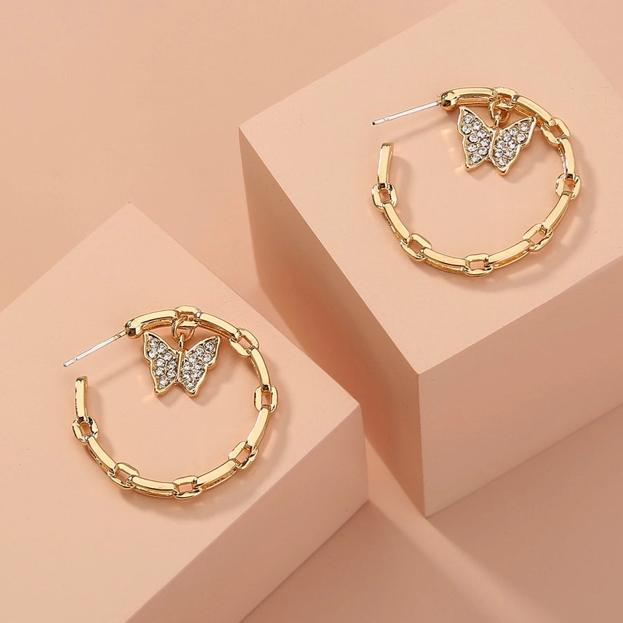 1 Pair Elegant Retro Butterfly Alloy Earrings