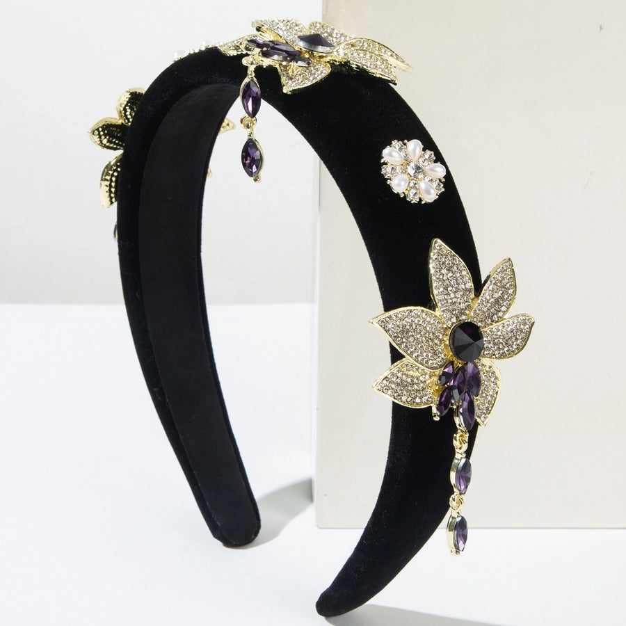 Women's Elegant Glam Classic Style Flower Alloy Cloth Glass Hair Band