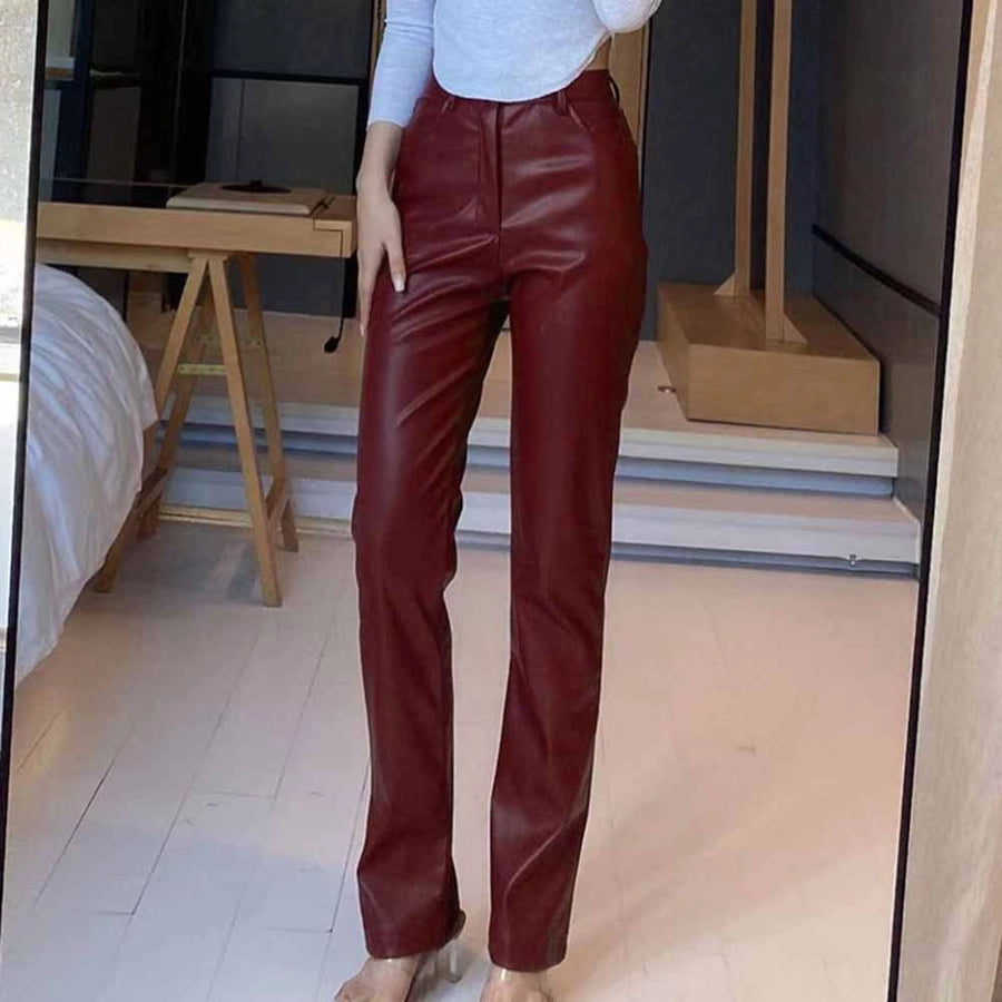 women's street casual solid color full length casual pants