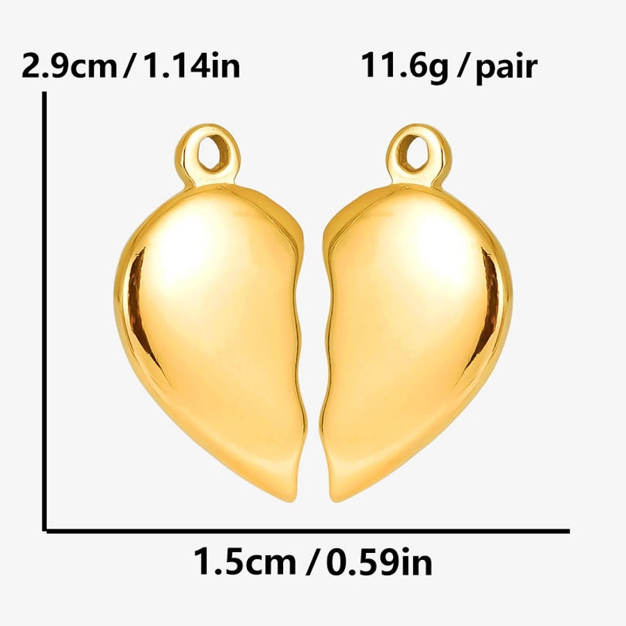 1 Pair 15 * 29mm 304 Stainless Steel 18K Gold Plated Heart Shape Pendant Jewelry Accessories