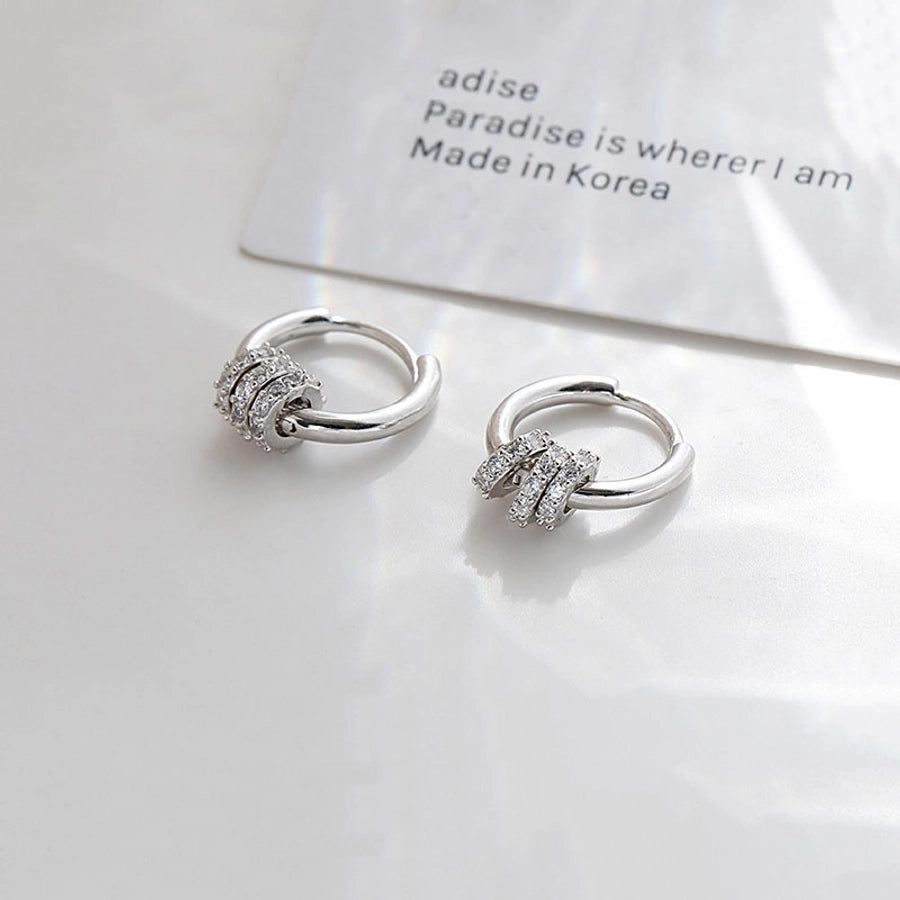 New s925 sterling silver earrings women's Korean-style diamond-embedded gold-plated   internet celebrity earrings simple ear buckle live broadcast