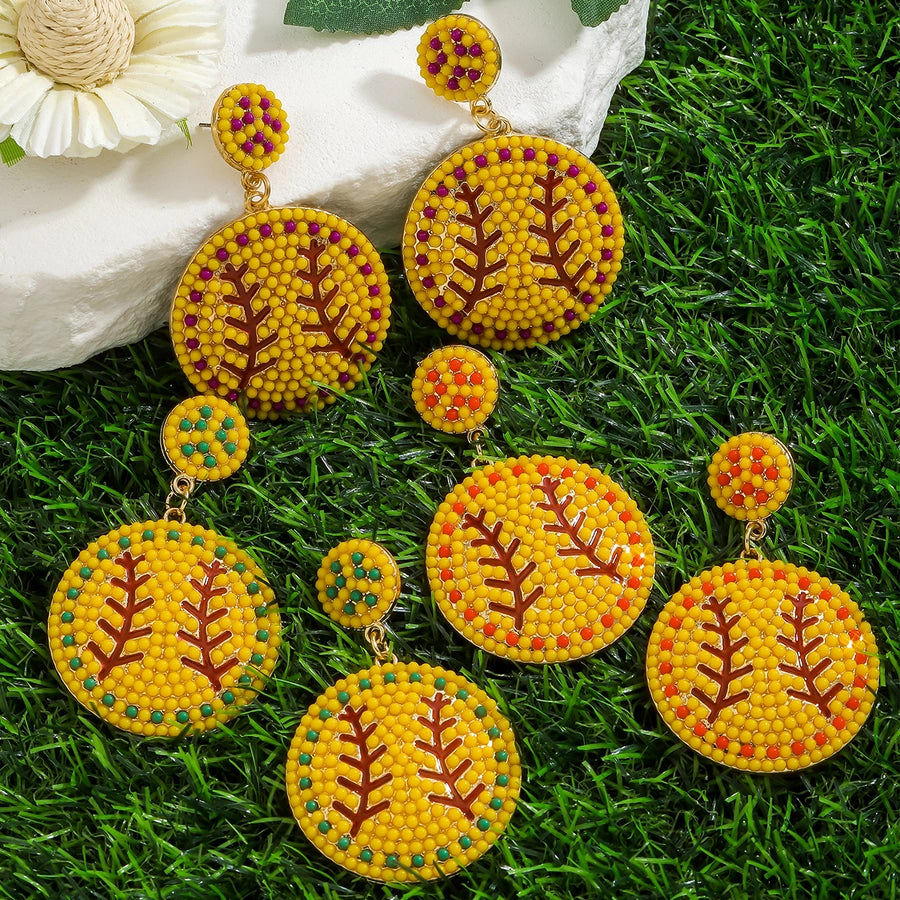 1 Pair Casual Sports Commute Sports Ball Alloy Seed Bead Drop Earrings