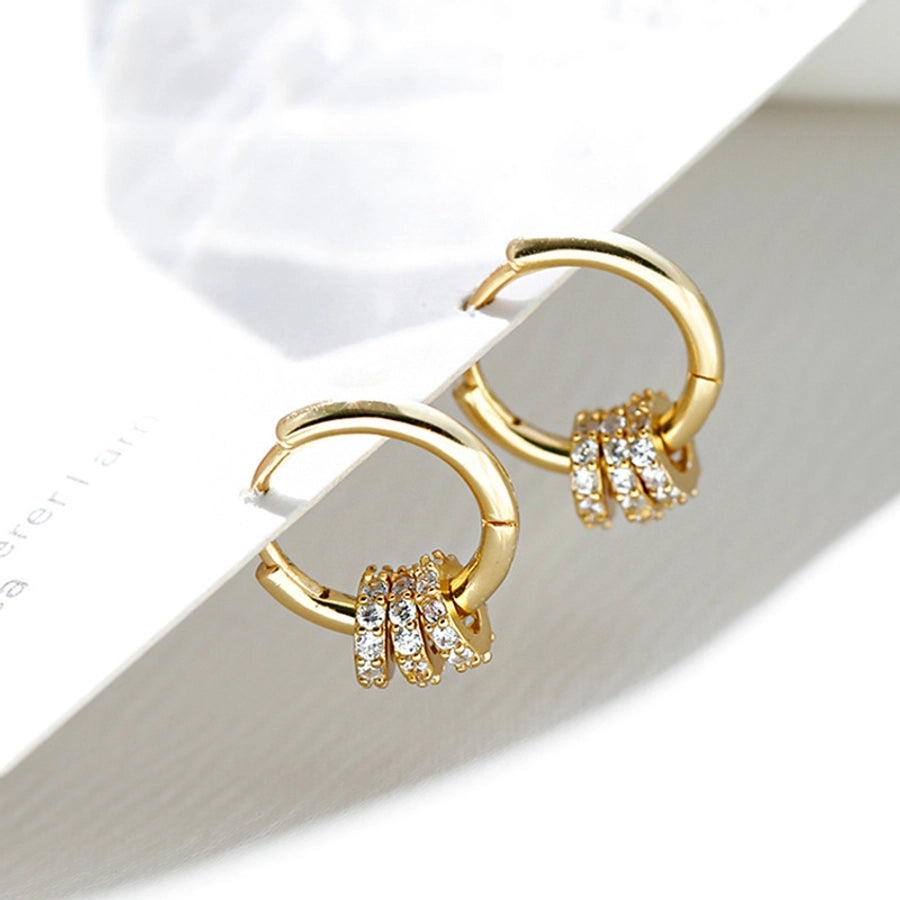 New s925 sterling silver earrings women's Korean-style diamond-embedded gold-plated   internet celebrity earrings simple ear buckle live broadcast