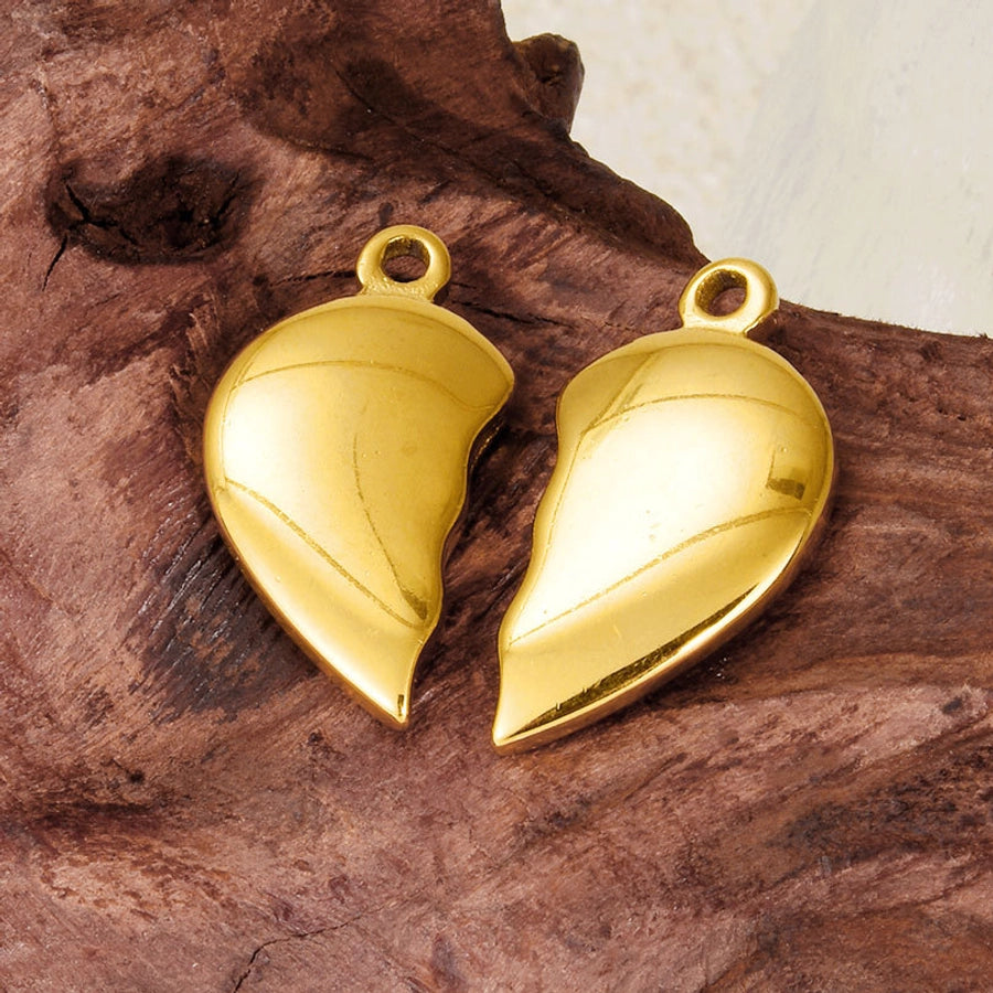 1 Pair 15 * 29mm 304 Stainless Steel 18K Gold Plated Heart Shape Pendant Jewelry Accessories