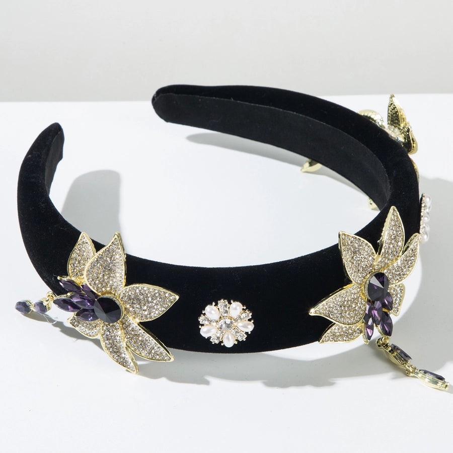 Women's Elegant Glam Classic Style Flower Alloy Cloth Glass Hair Band