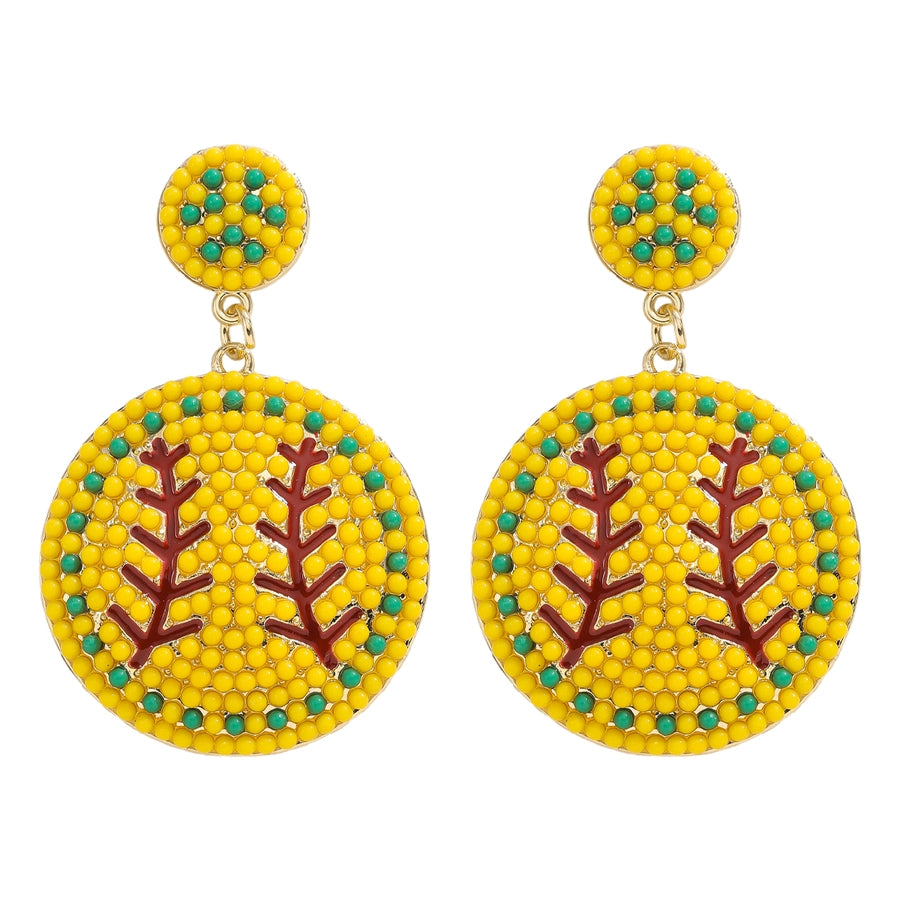 1 Pair Casual Sports Commute Sports Ball Alloy Seed Bead Drop Earrings