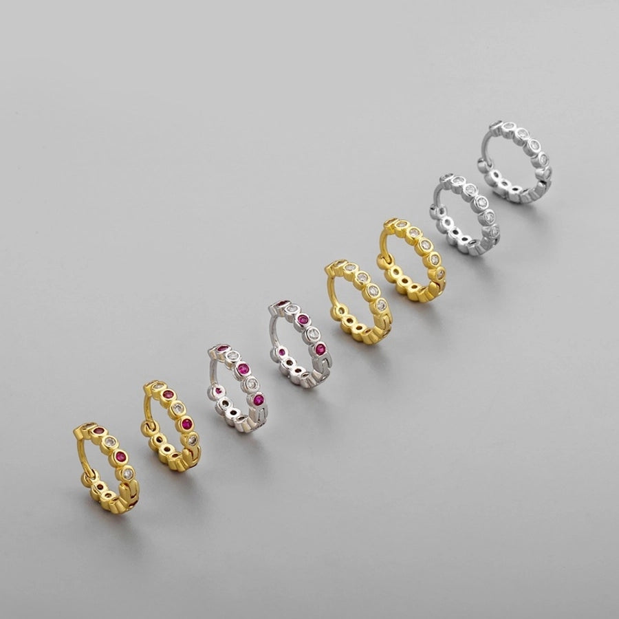 New s925 sterling silver earrings women's Korean-style diamond-embedded gold-plated   internet celebrity earrings simple ear buckle live broadcast