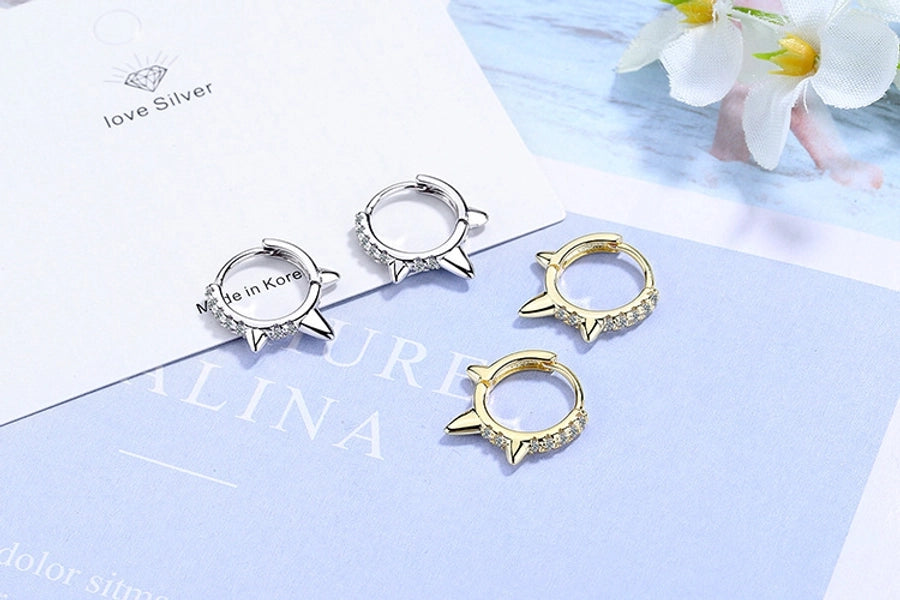 New s925 sterling silver earrings women's Korean-style diamond-embedded gold-plated   internet celebrity earrings simple ear buckle live broadcast