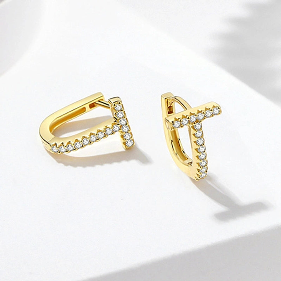 New s925 sterling silver earrings women's Korean-style diamond-embedded gold-plated   internet celebrity earrings simple ear buckle live broadcast